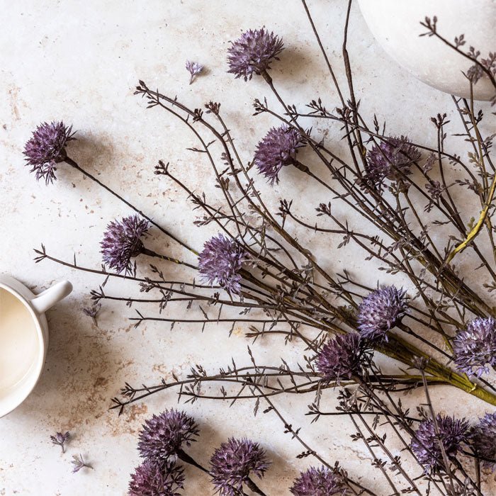 Artificial melaleuca purple faux fake flower spiky stems botanical realistic Abigail Ahern