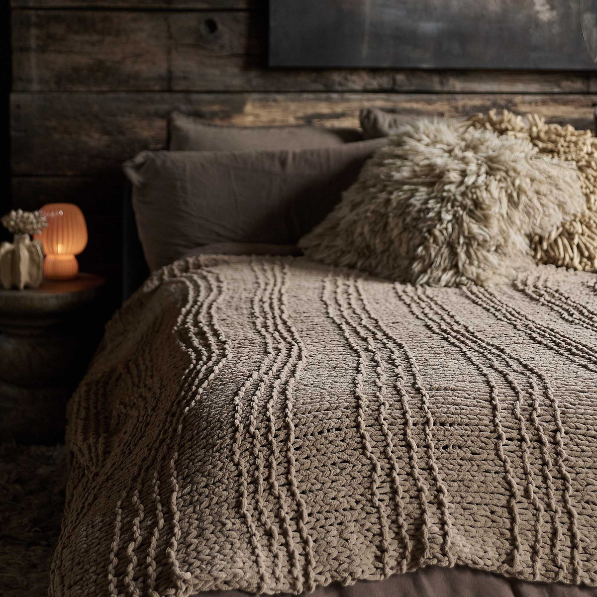 Thornton Knitted Throw, Taupe