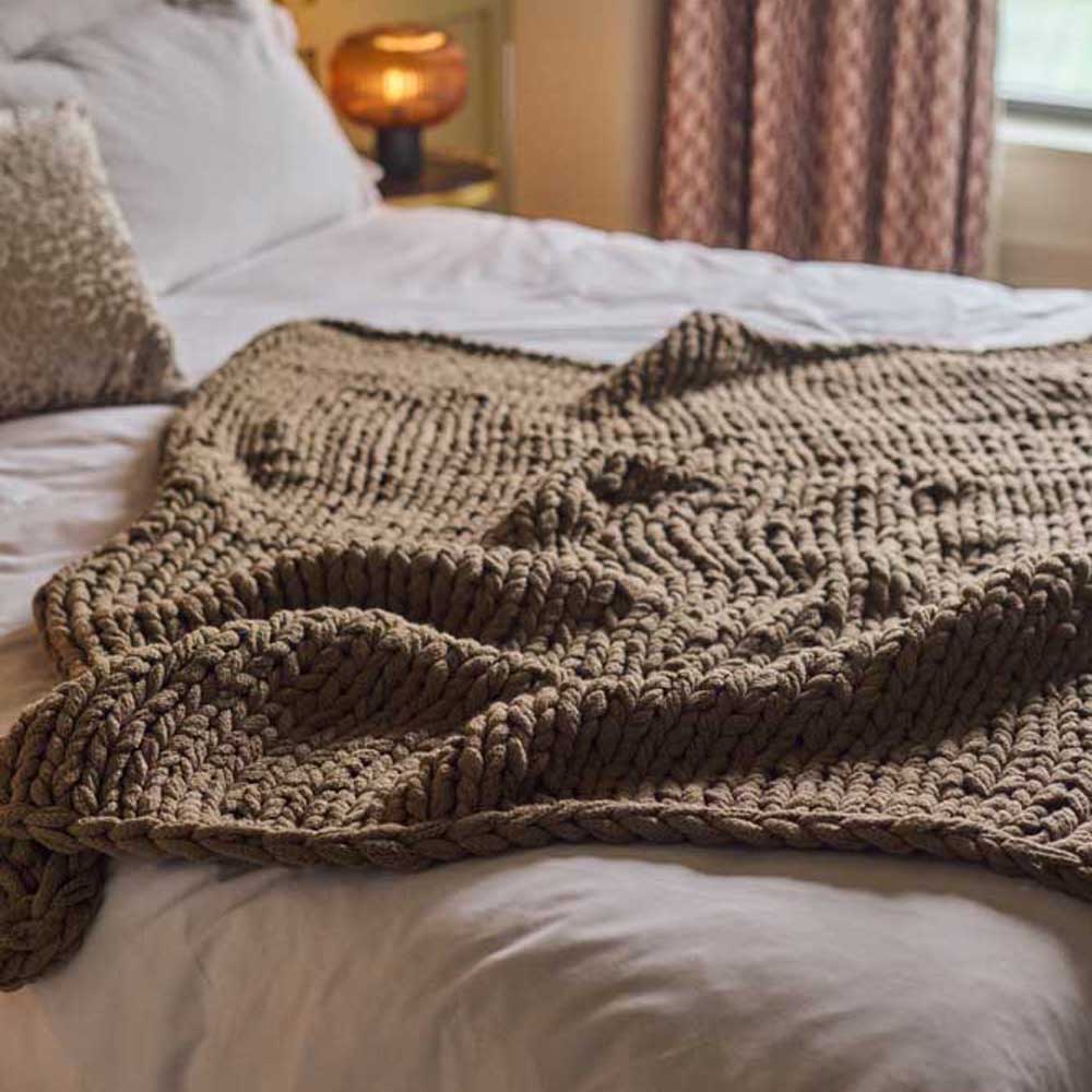 Wright Chunky Knit Throw Knitted Blanket Abigail Ahern