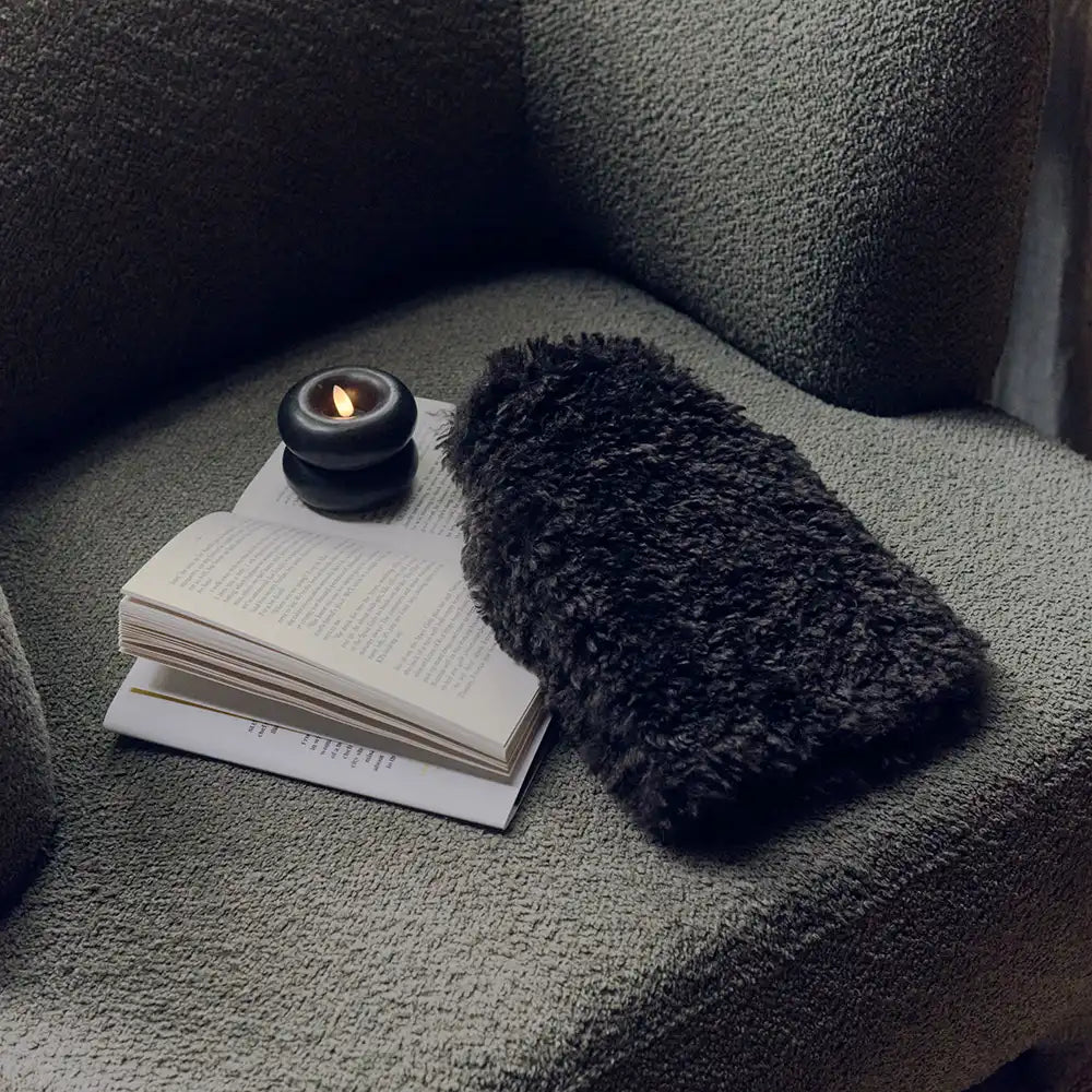 Faux Fur Hot Water Bottle, Mocha