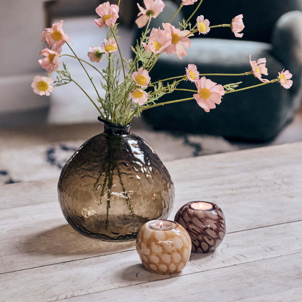 Artificial Cosmos Meadow, Soft Pink - Set of 3