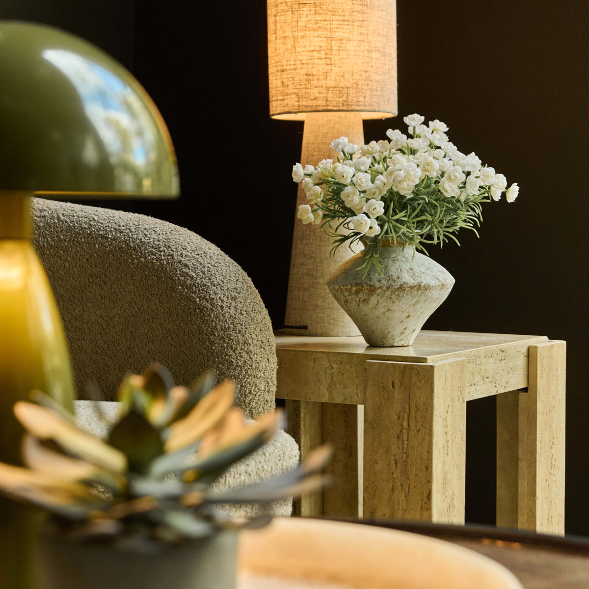 Santa Travertine Side Table