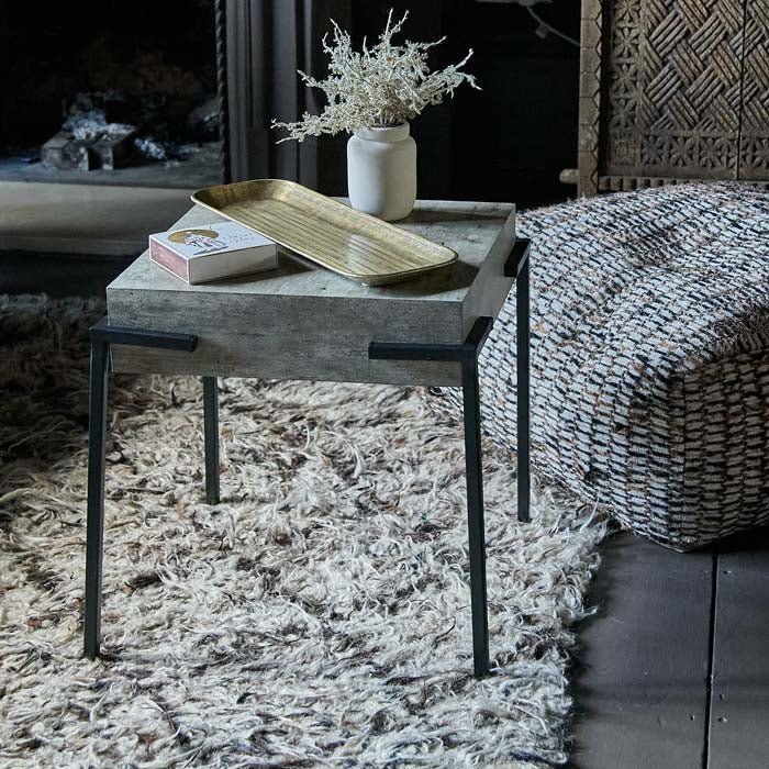 Alberton side table square concrete effect black metal legs industrial modern Abigail Ahern furniture