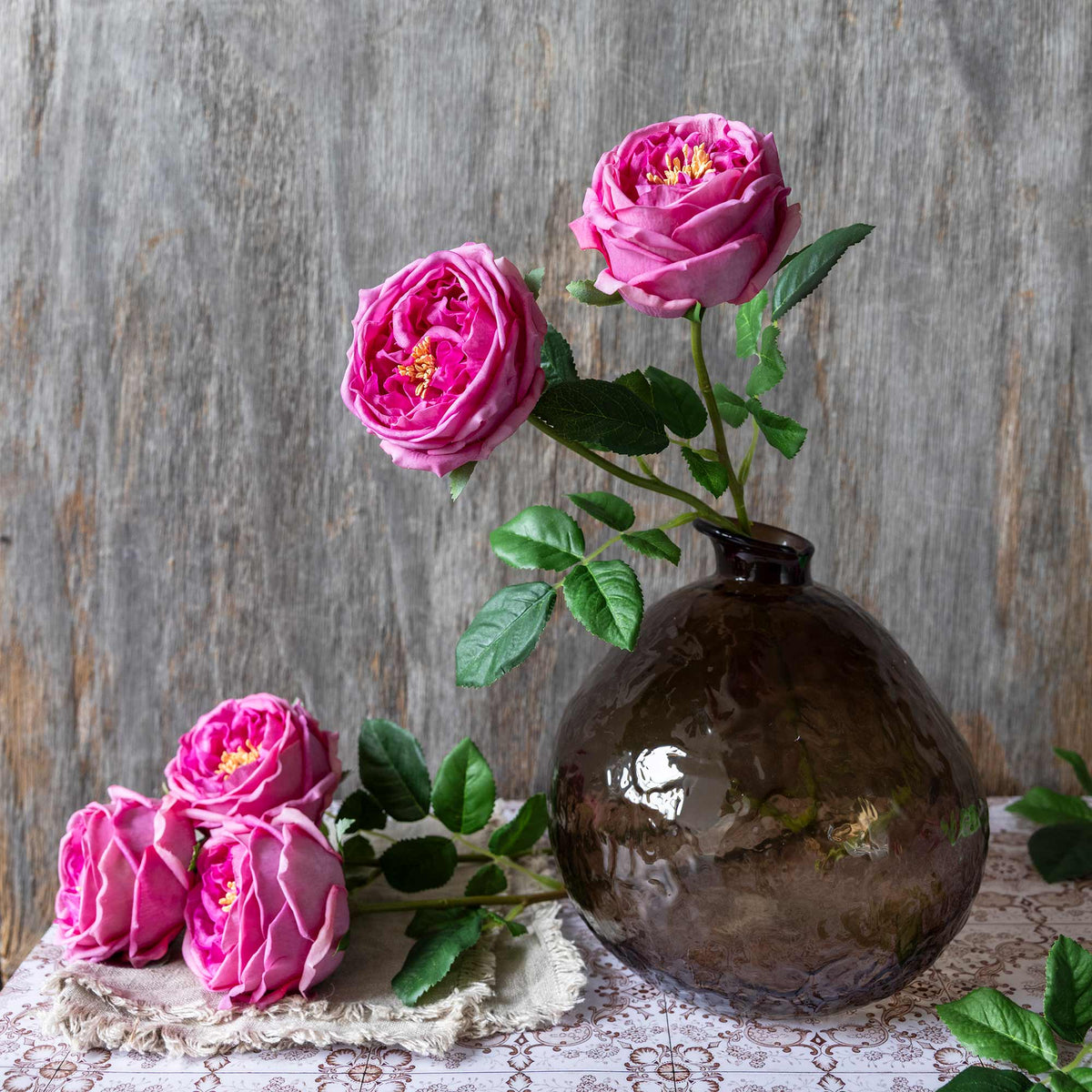 Artificial Real Touch Garden Rose, Mauve