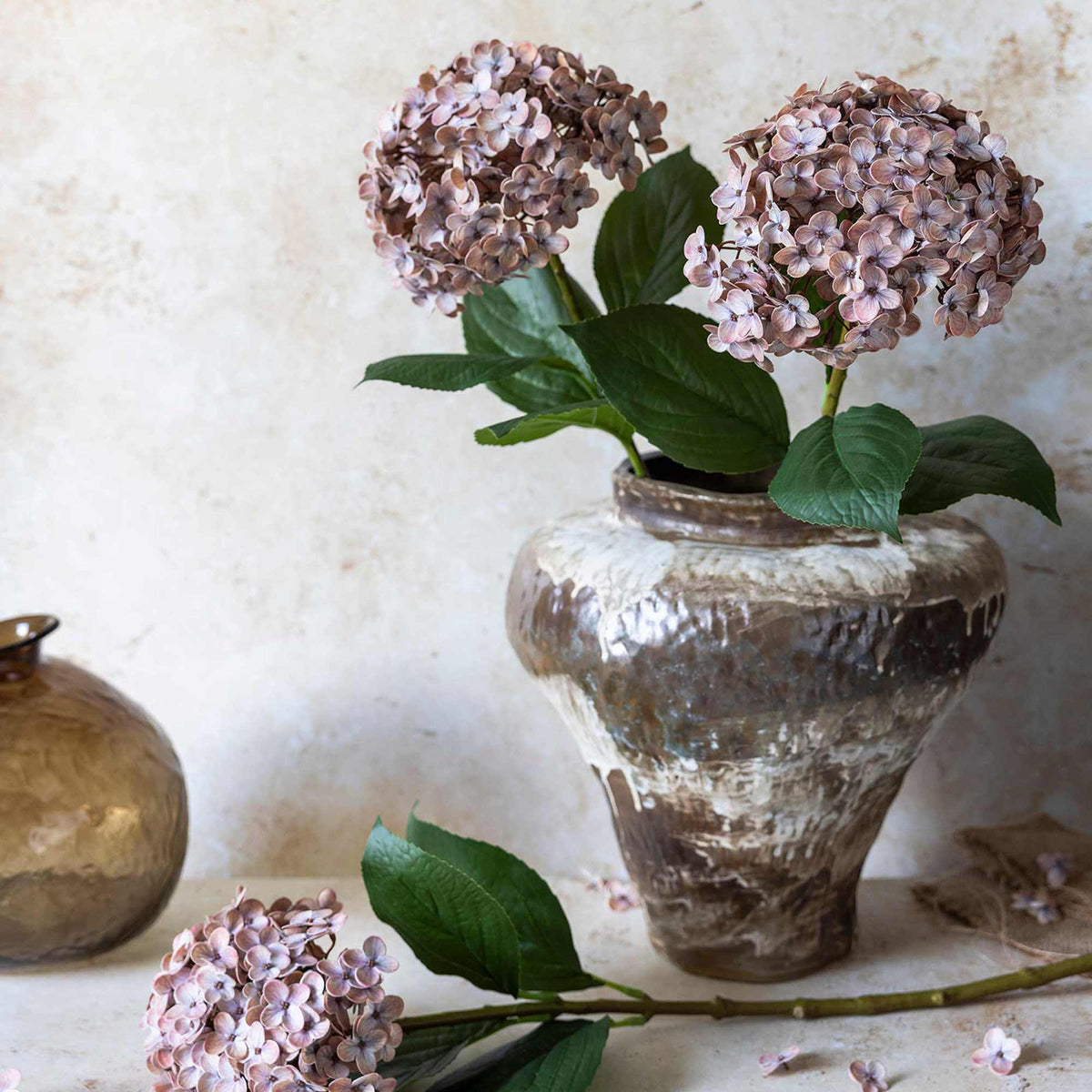 Artificial Real Touch Hydrangea, Antique Blush
