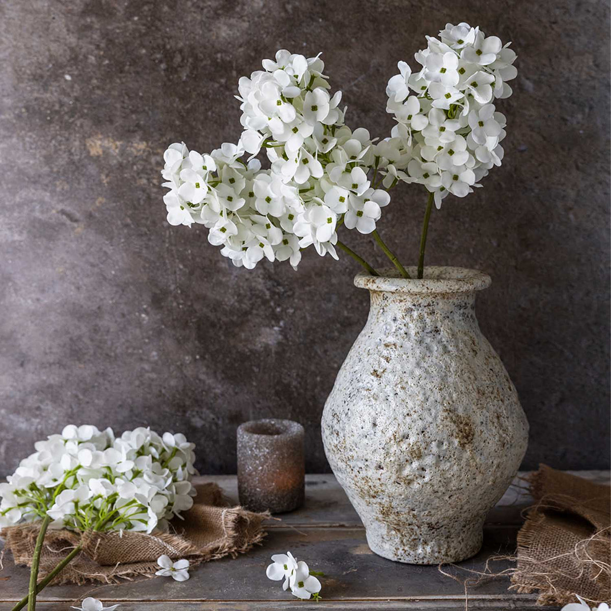 Artificial Real Touch Hydrangea Cone, Blanc