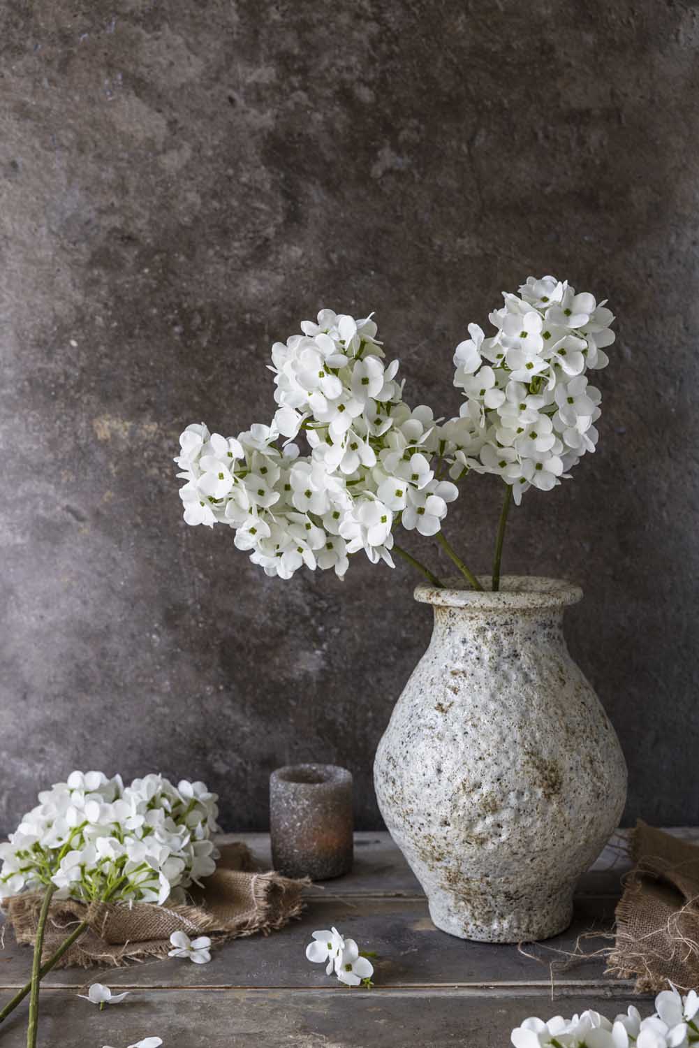 Artificial Real Touch Hydrangea Cone, Blanc