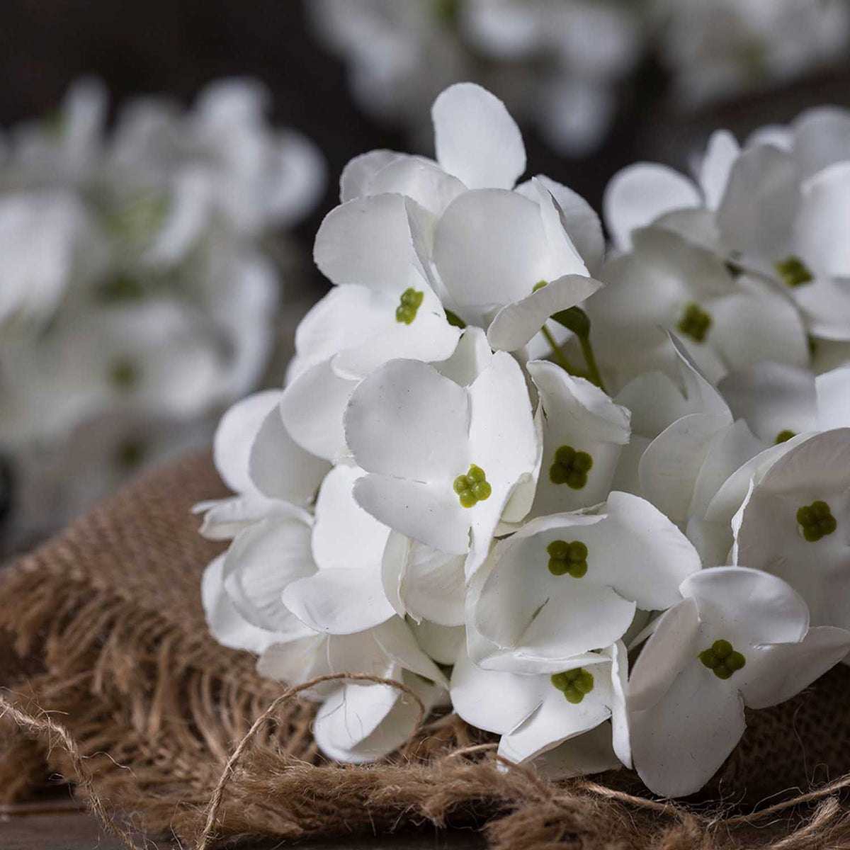 Artificial Real Touch Hydrangea Cone, Blanc