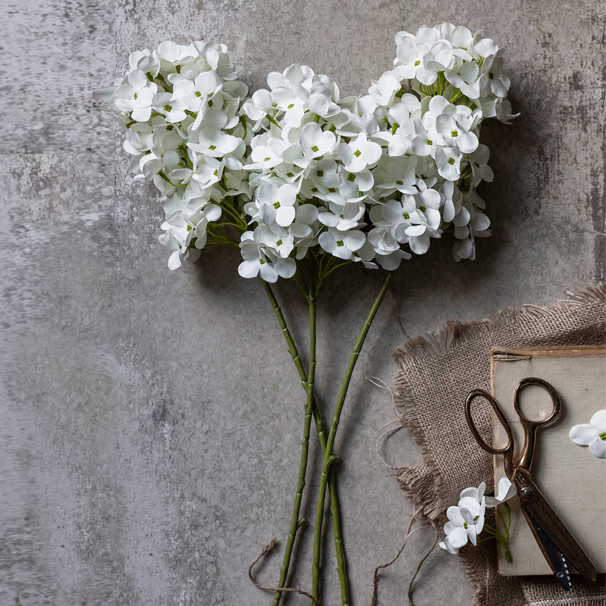 Artificial Real Touch Hydrangea Cone, Blanc