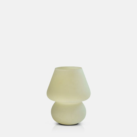 Mushroom shaped LED lamp in a yellow frosted glass