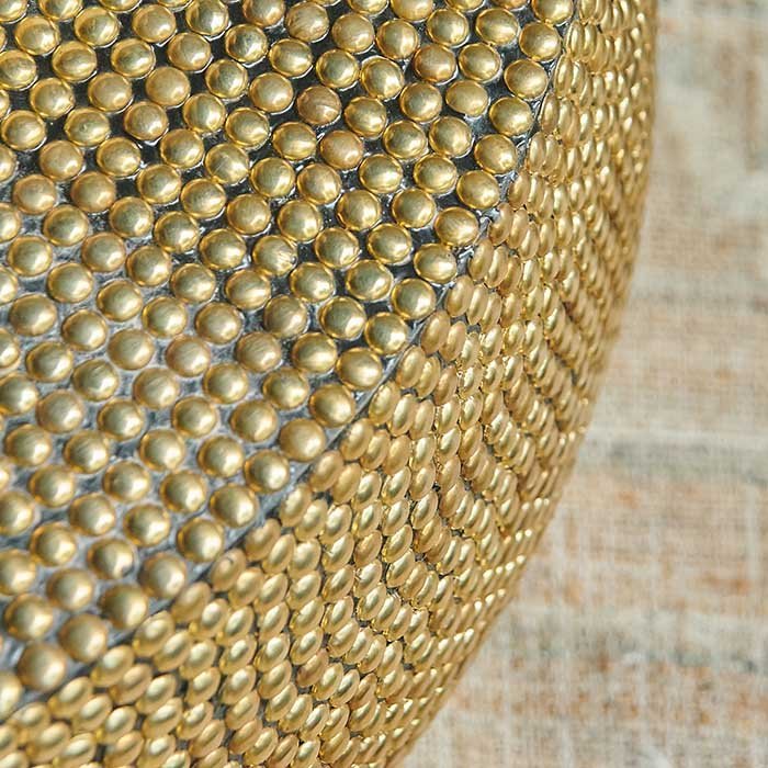 Dewitt coffee table brass stud detail closeup metal luxury statement living room furniture glamorous