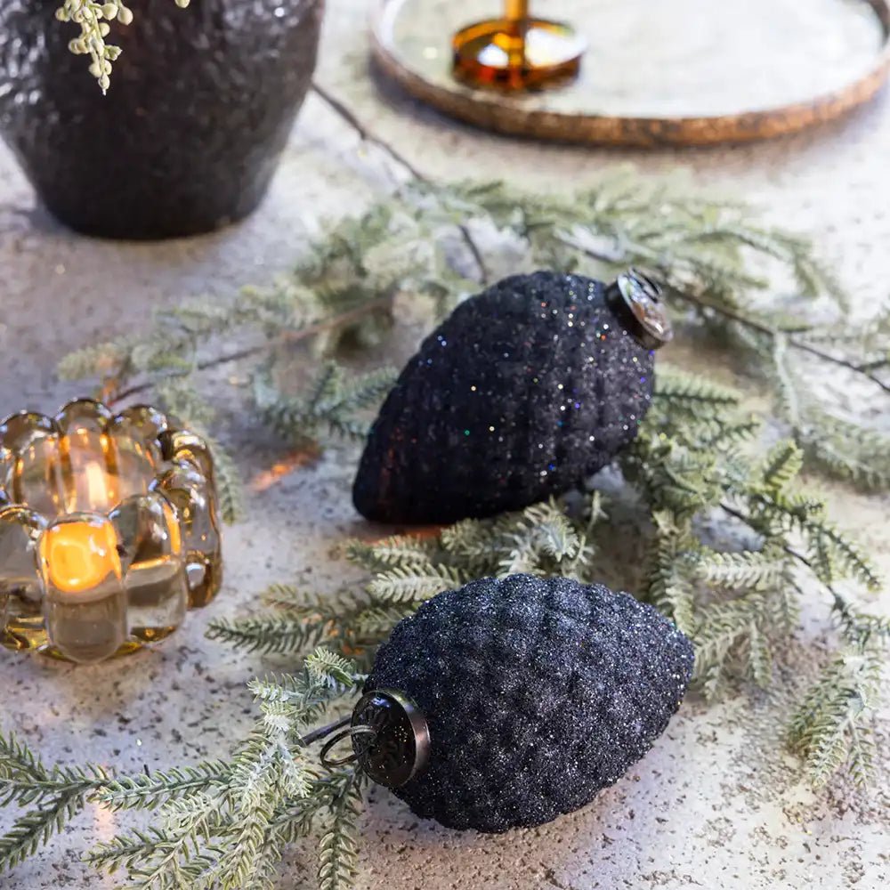 Glass Cone Glitter Bauble