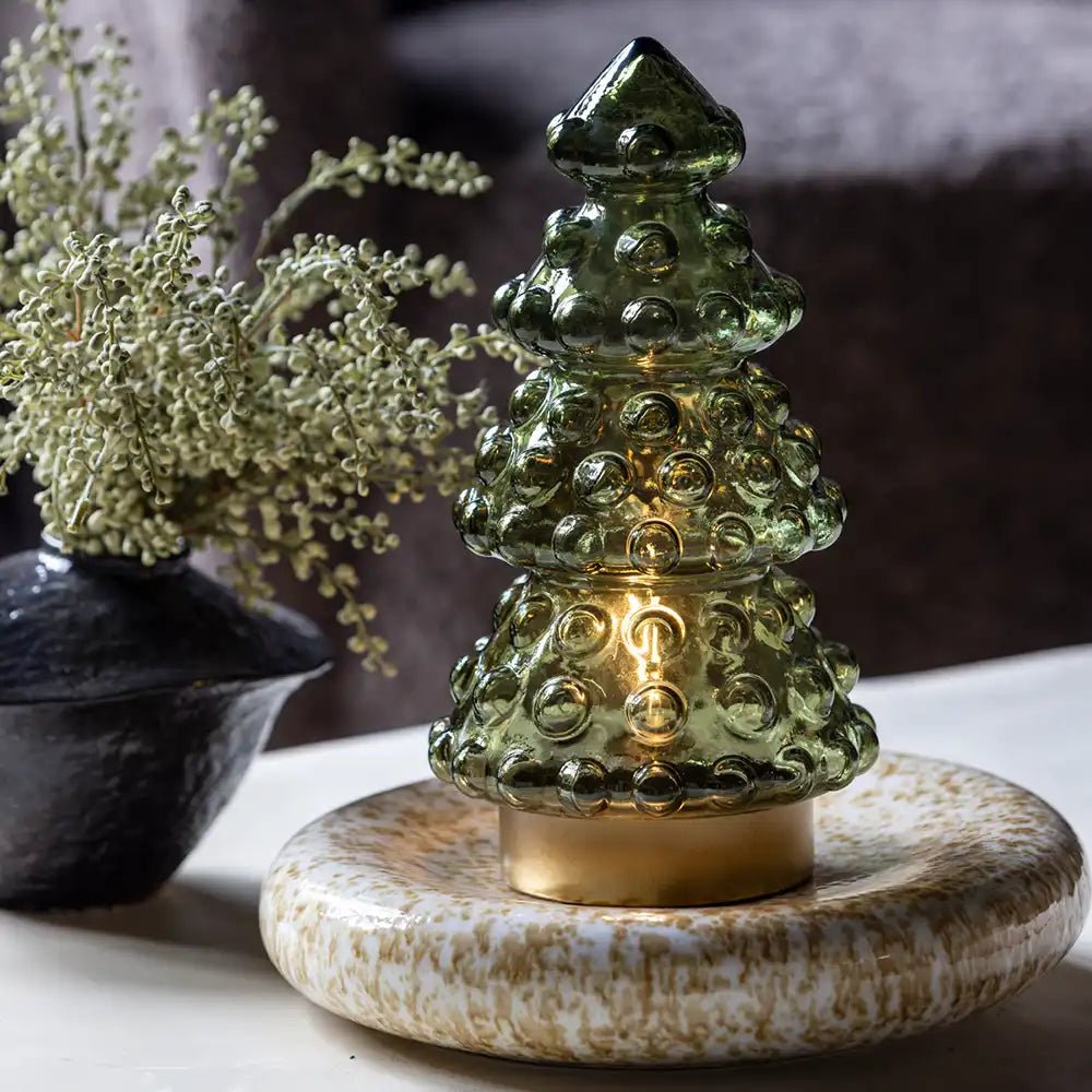 Glass Tree LED, Green - Large