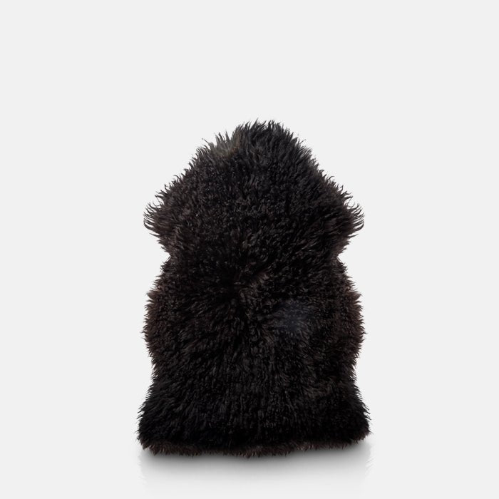 Natural black sheepskin rug