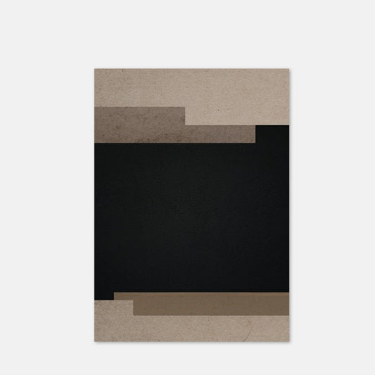 An abstract black and brown print with shapes on a large canvas