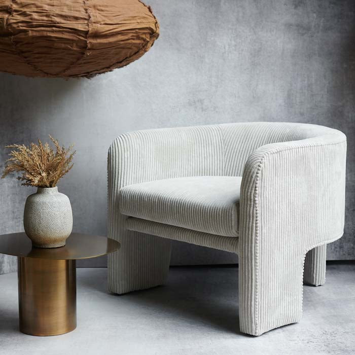 Preston Corduroy Armchair Light Grey Armchair