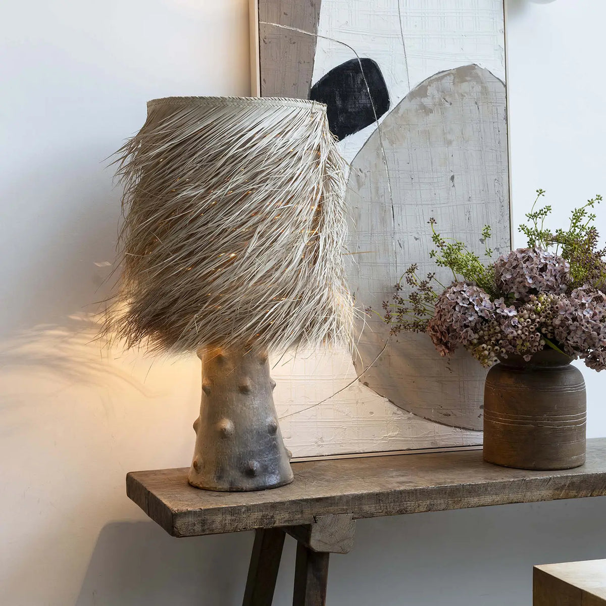 Caramel Shaggy Palm Lamp, Large