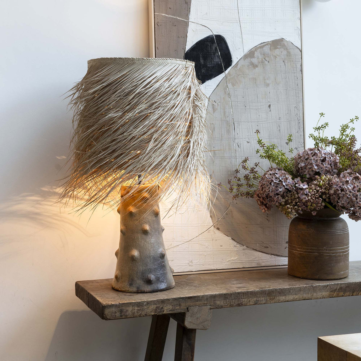 Caramel Shaggy Palm Lamp, Large