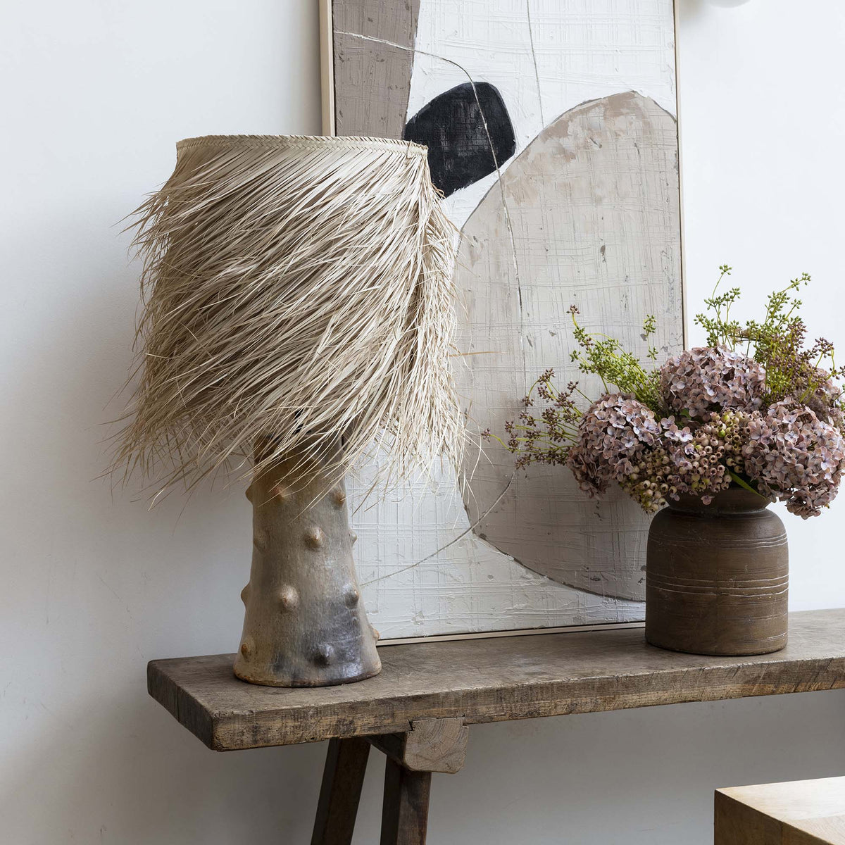 Caramel Shaggy Palm Lamp, Large