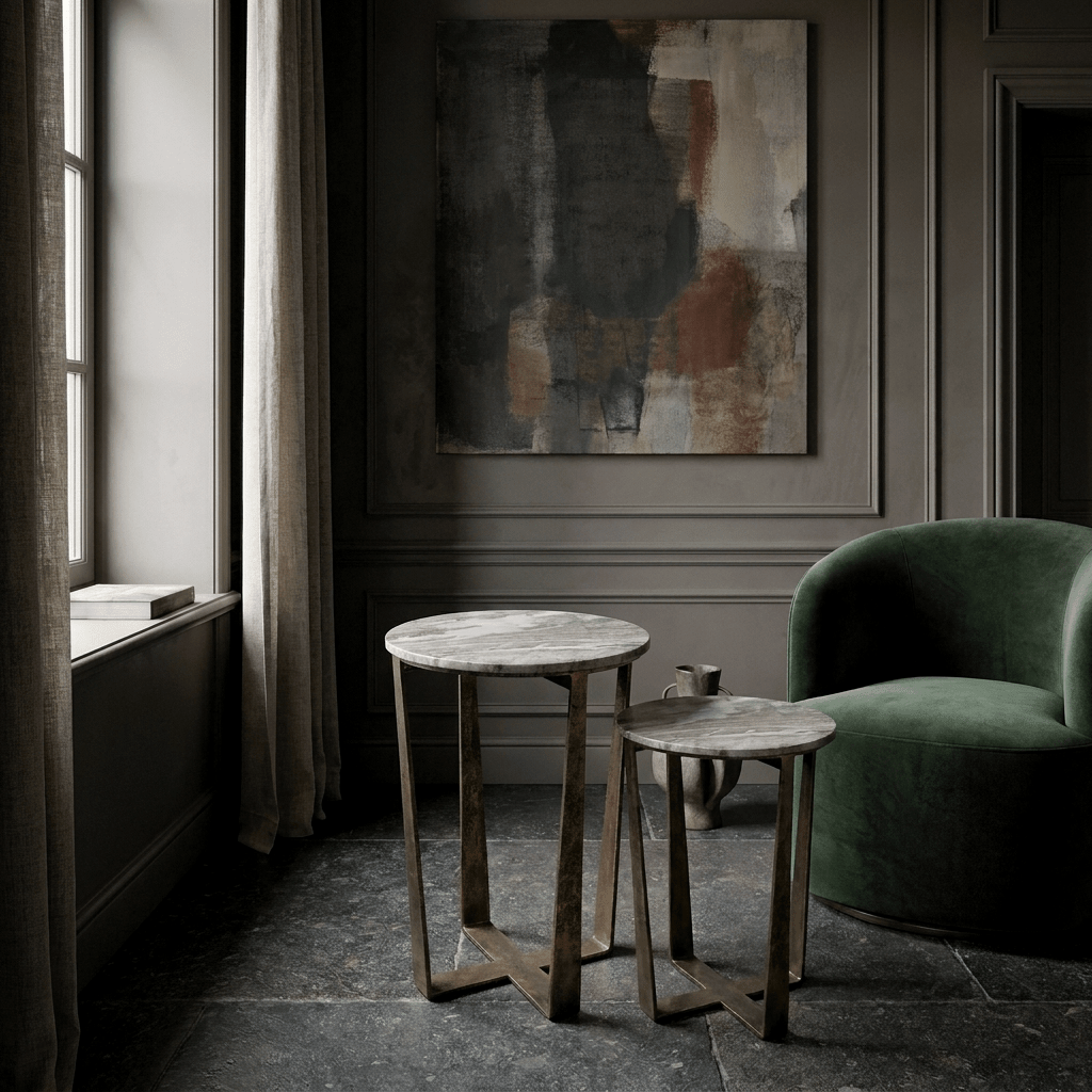 Briar White Marble Side Tables