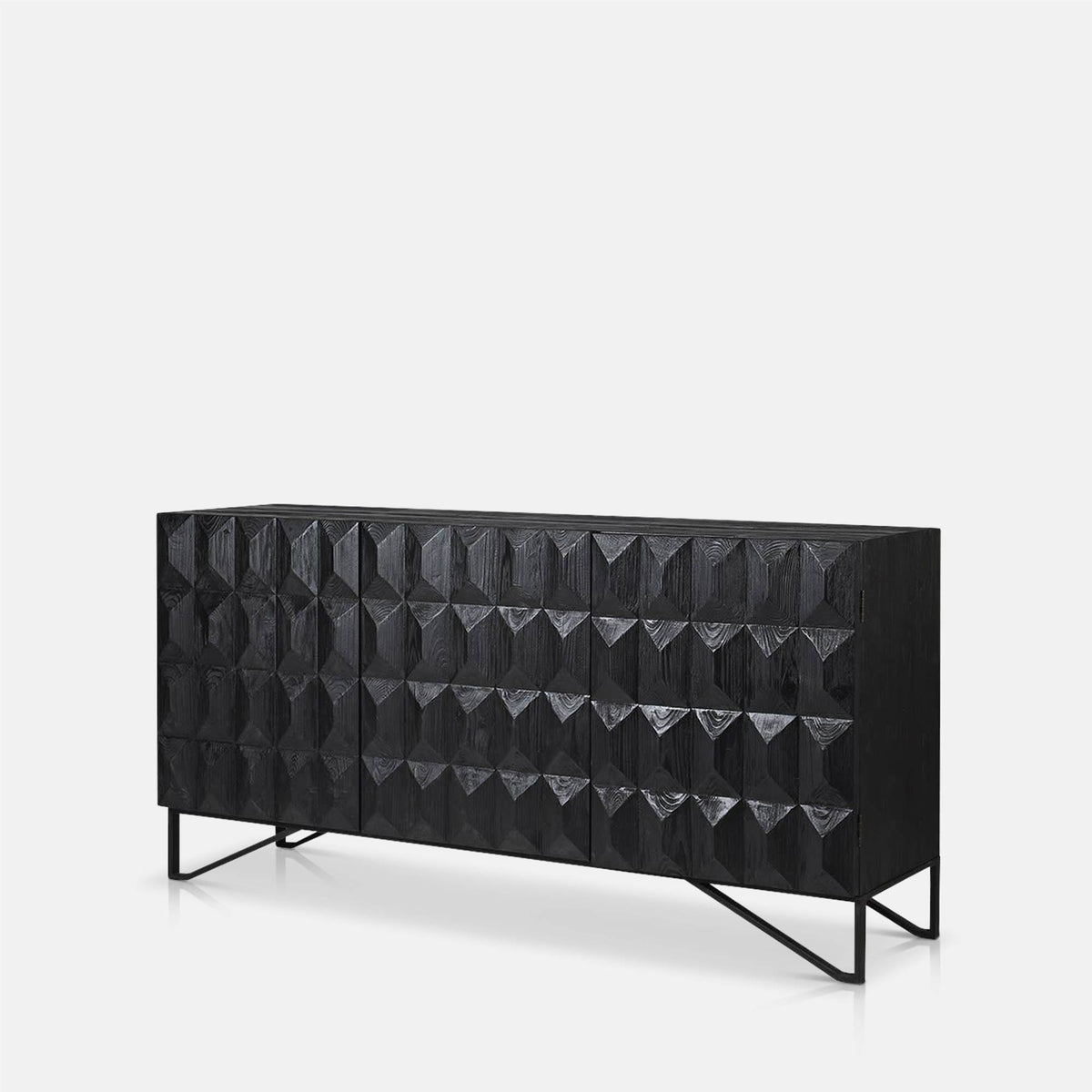Abigail Ahern Bronte Wooden Console Table in warm recycled elm wood with rich natural wood grain, an extra-large rectangular design with iron frame and shelving for spacious living rooms or hallways.