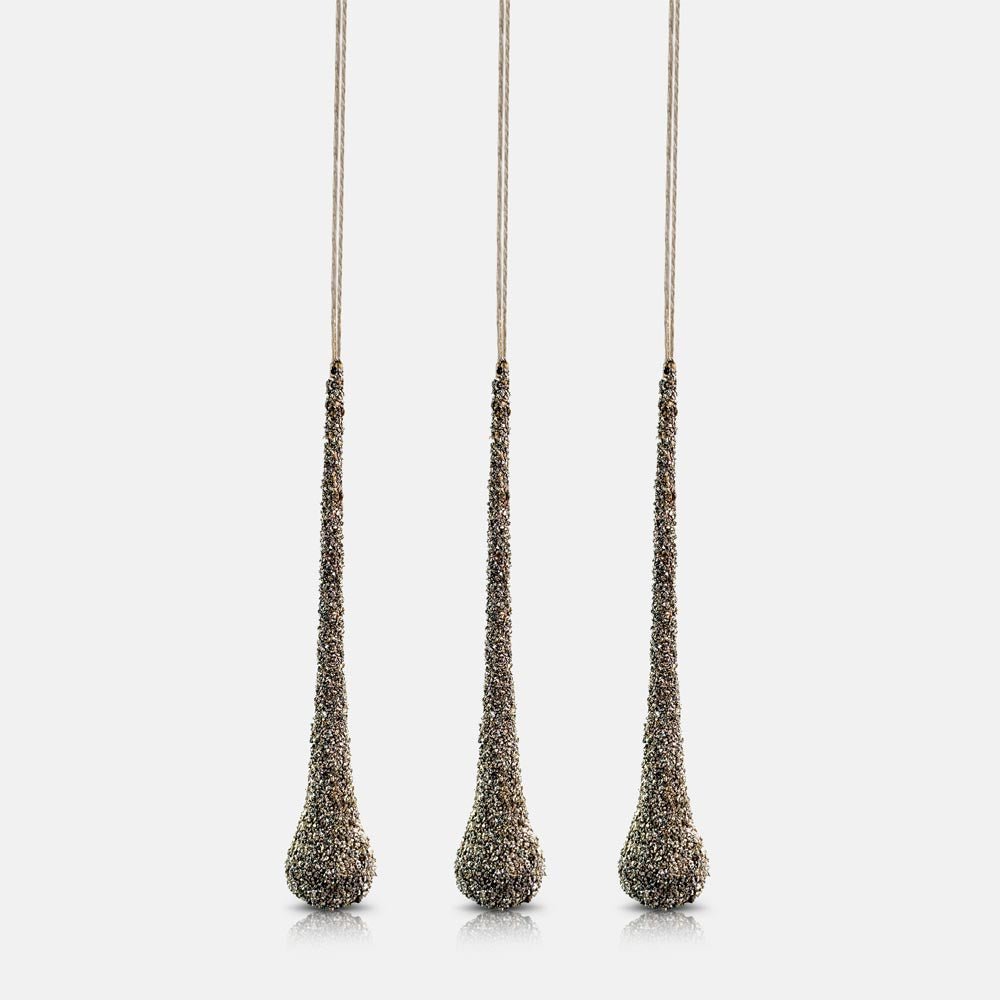 Enzo Glitter Droplet Bauble - Set of 3