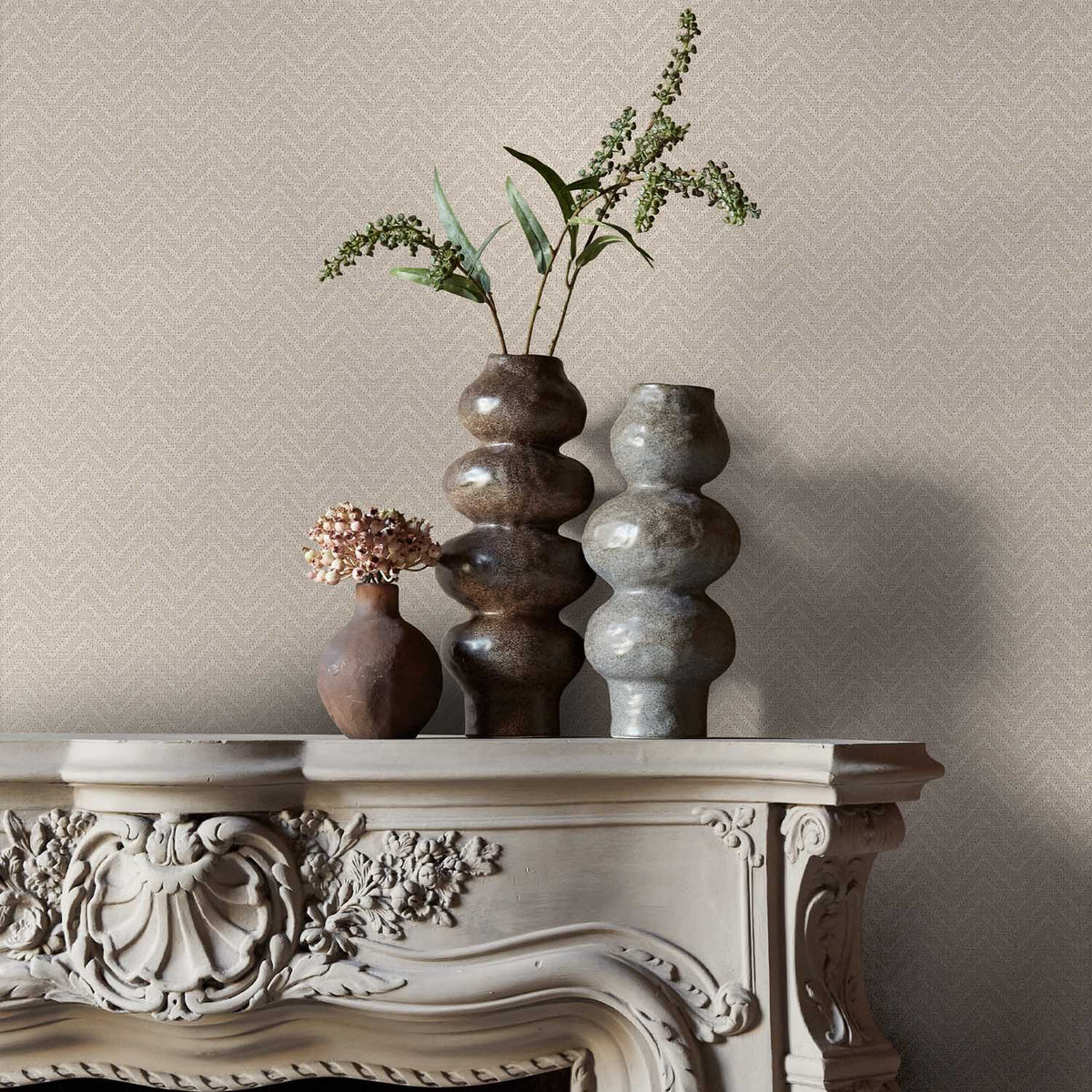 Herringbone Weave Wallpaper, Pebble