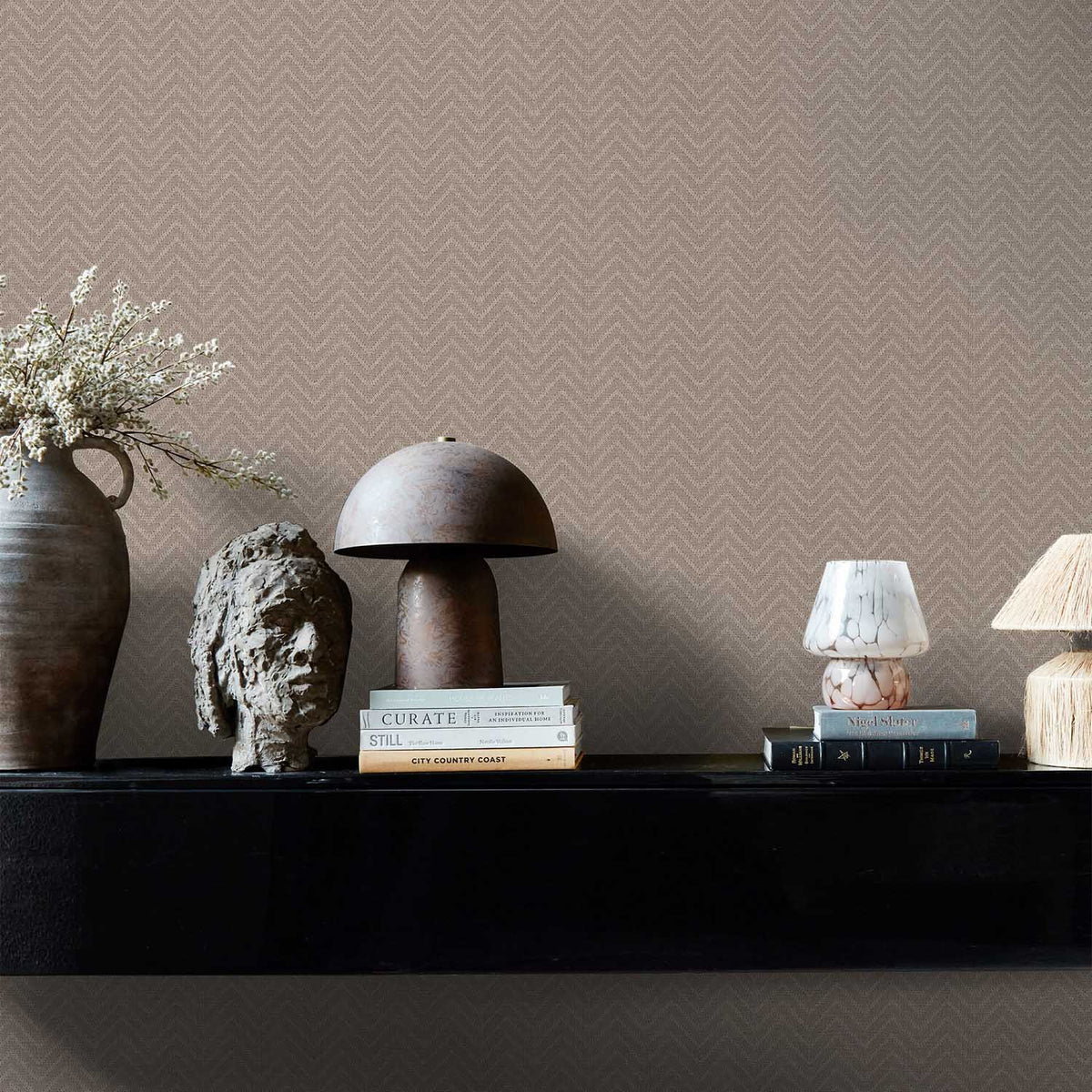 Herringbone Weave Wallpaper, Praline