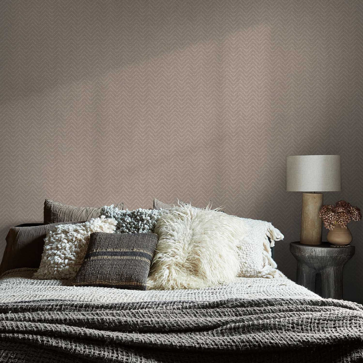 Herringbone Weave Wallpaper, Praline