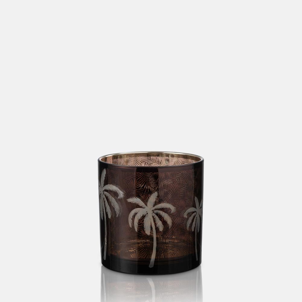 Palm Tree Glass Candle Holder