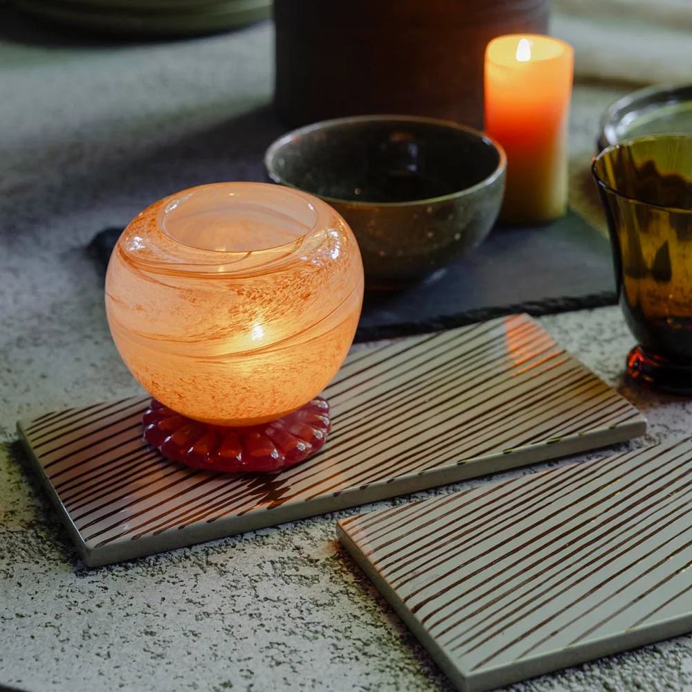 Ravello Glass Candle Holder, Peach