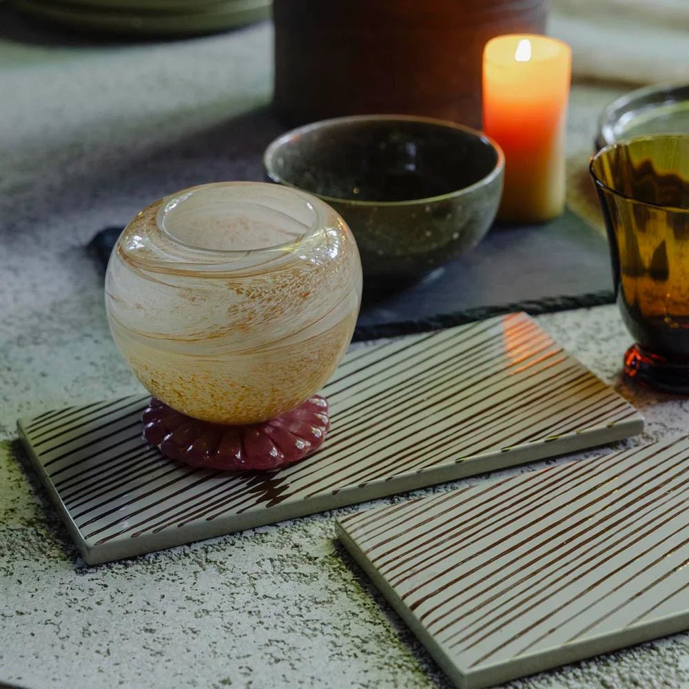 Ravello Glass Candle Holder, Peach
