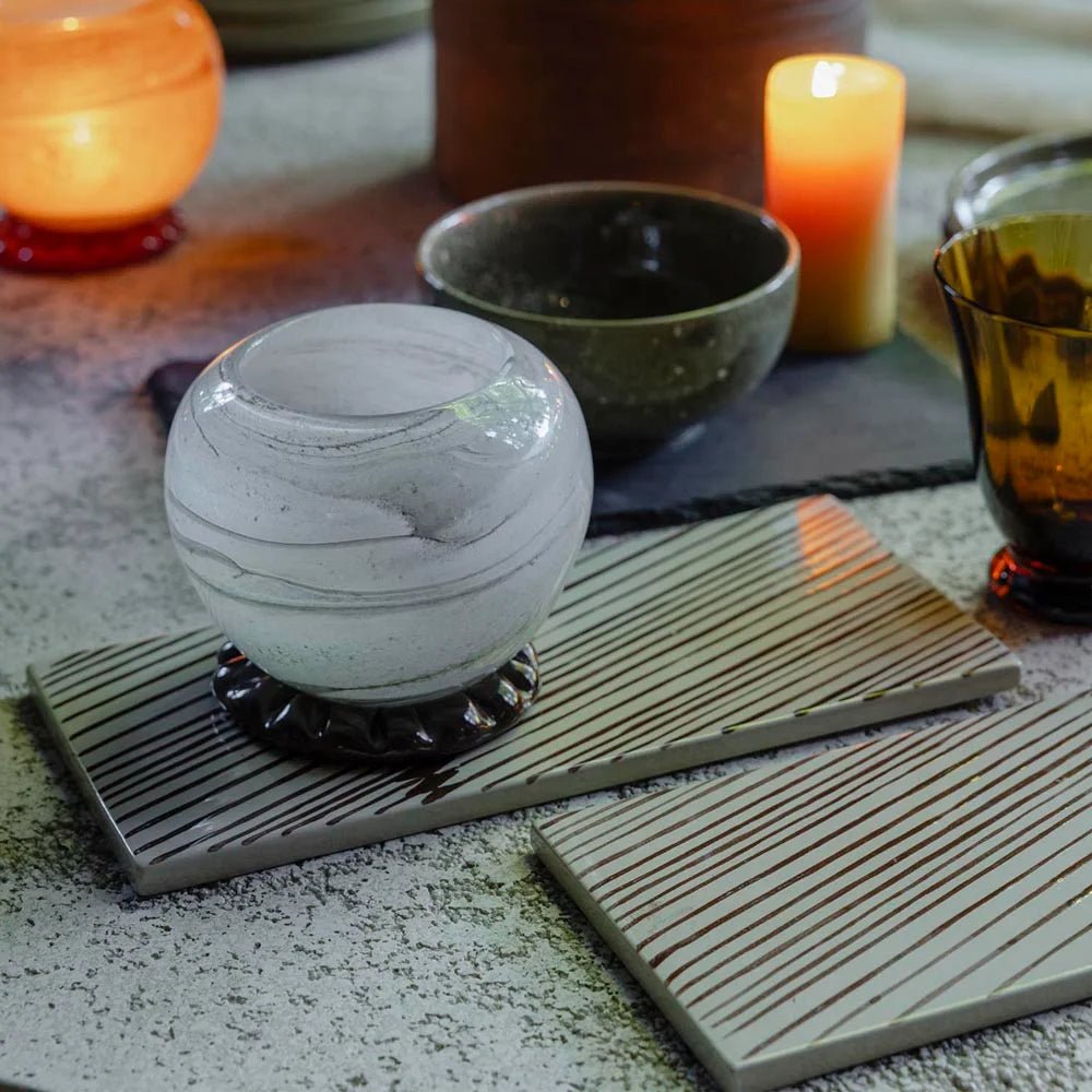 Ravello Glass Candle Holder, Smoke