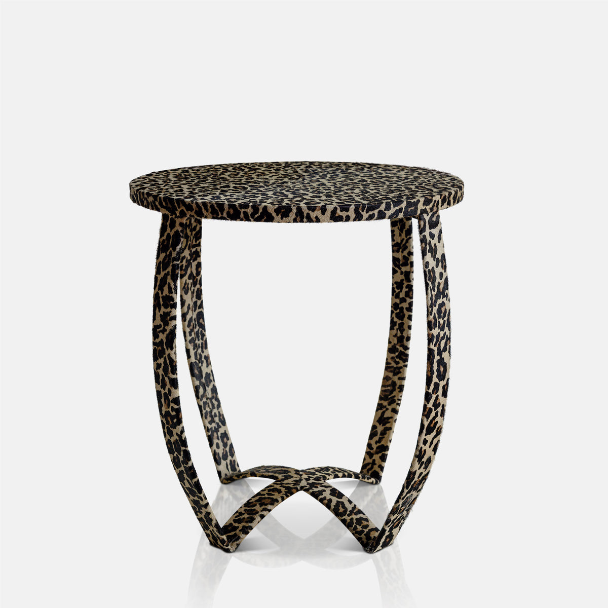 Savannah Leopard Print Side Table, Dark