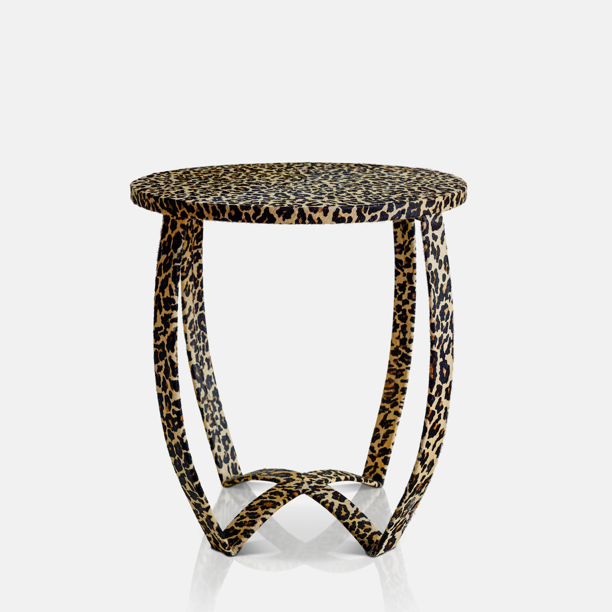 Savannah Leopard Print Side Table, Light