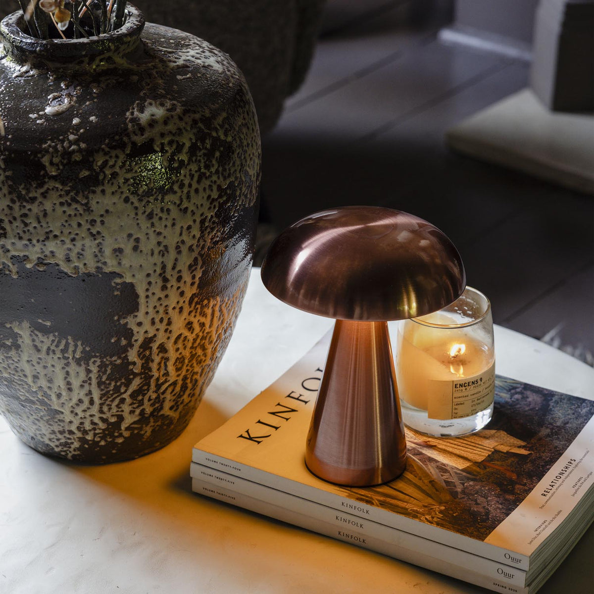 Zenith Portable Table Lamp, Rose Gold