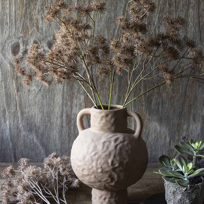 Artificial hazel faux fake flower spiky brown vase arrangement botanical realistic home decor