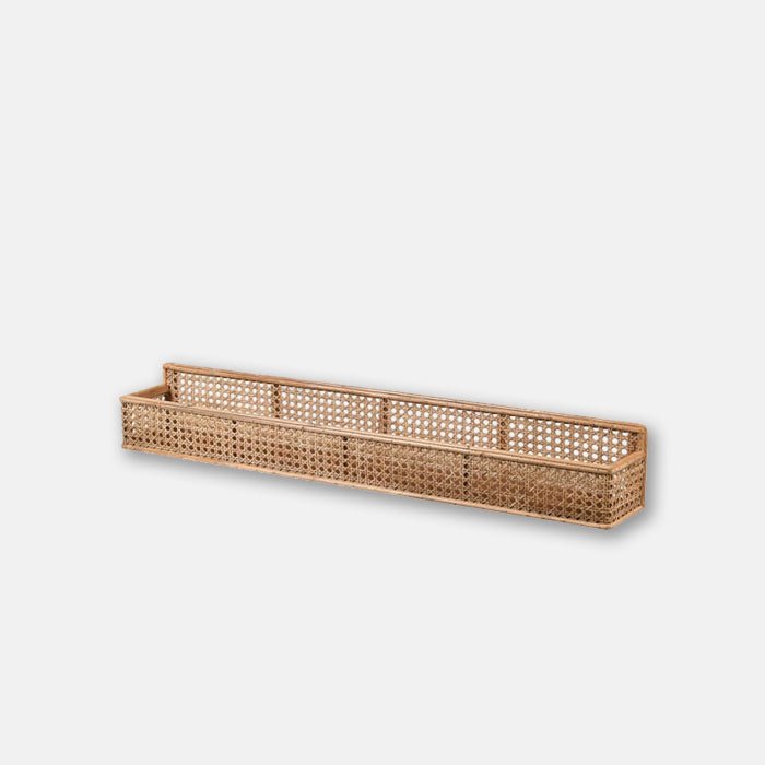 Traboe shelf cutout bamboo rattan basket wall storage natural coastal modern home decor furniture