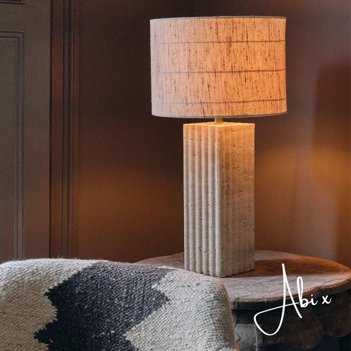 Hurdcott Travertine Table Lamp