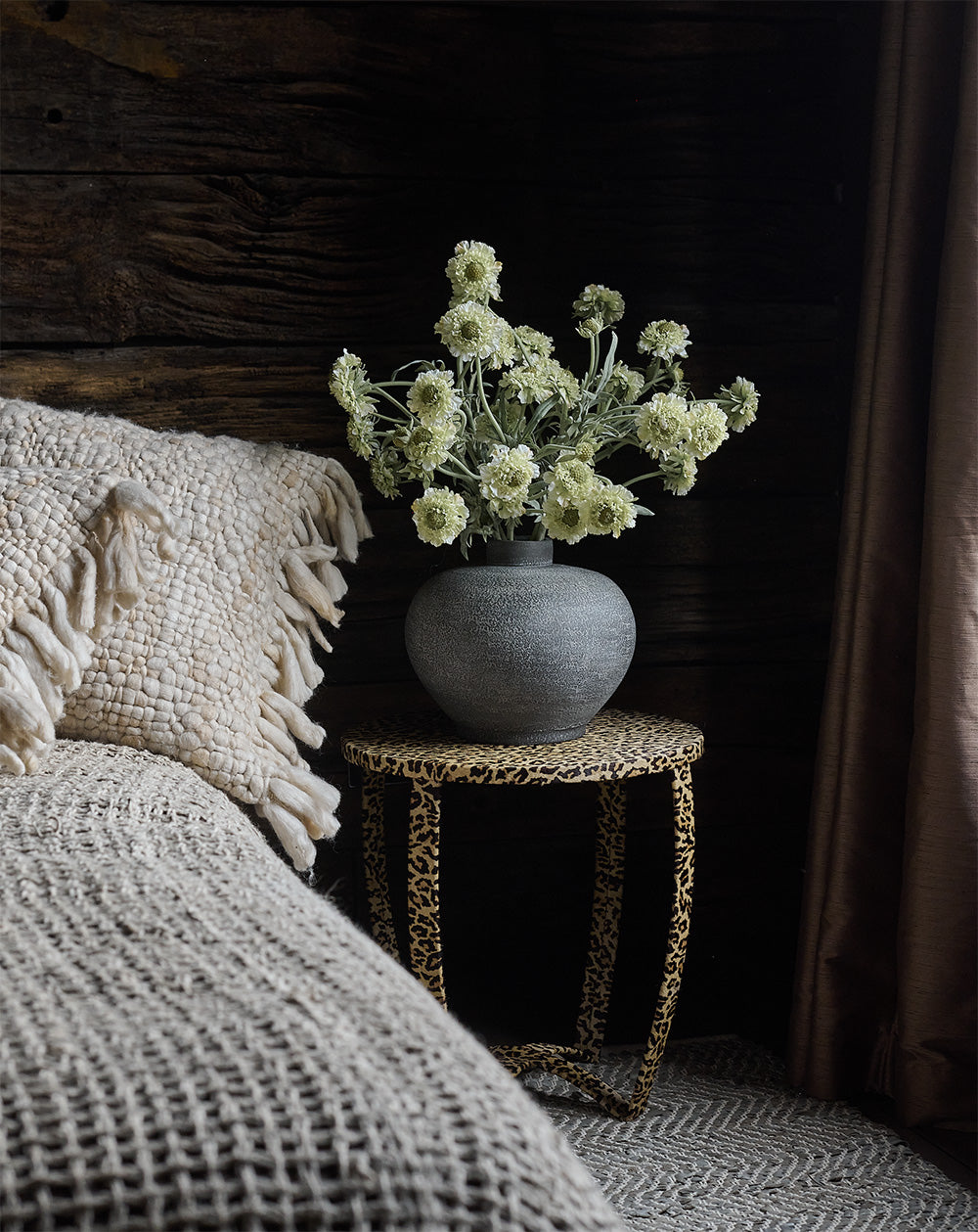 Crate and barrel x Abigail Ahern faux flowers - green scabiosa