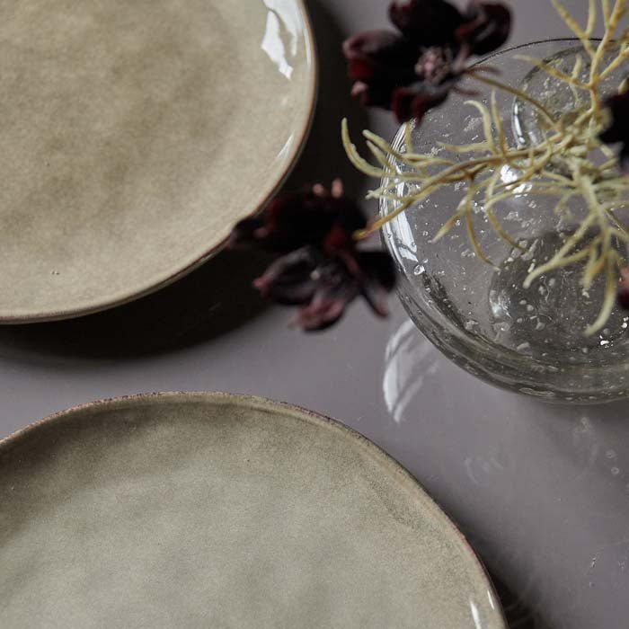 Speckled detailing in natural glaze on the Tirana Stoneware Dinner Plate - Set of 4