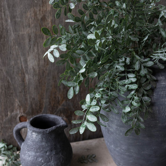 Artificial eucalyptus foliage with soft rounded leaves and blue-green colour.