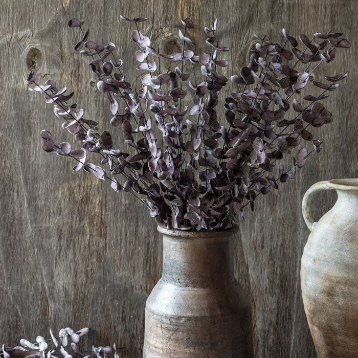 Artificial eucalyptus plum purple faux fake foliage stem botanical realistic home decor