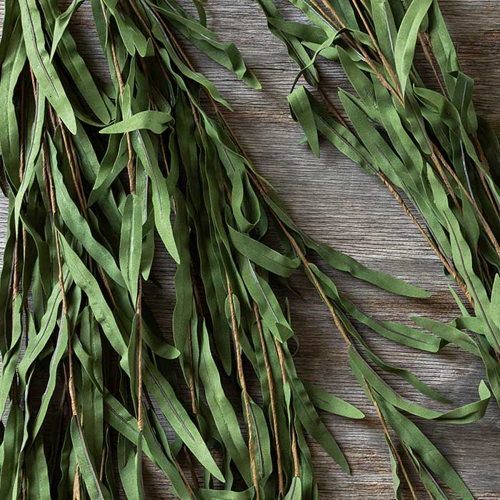 Artificial willow branch sage green faux fake foliage closeup botanical realistic Abigail Ahern
