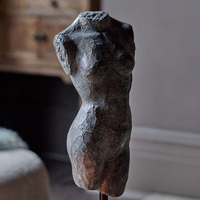 A closeup of the faux metal finish on the Aphrodite Sculpture.