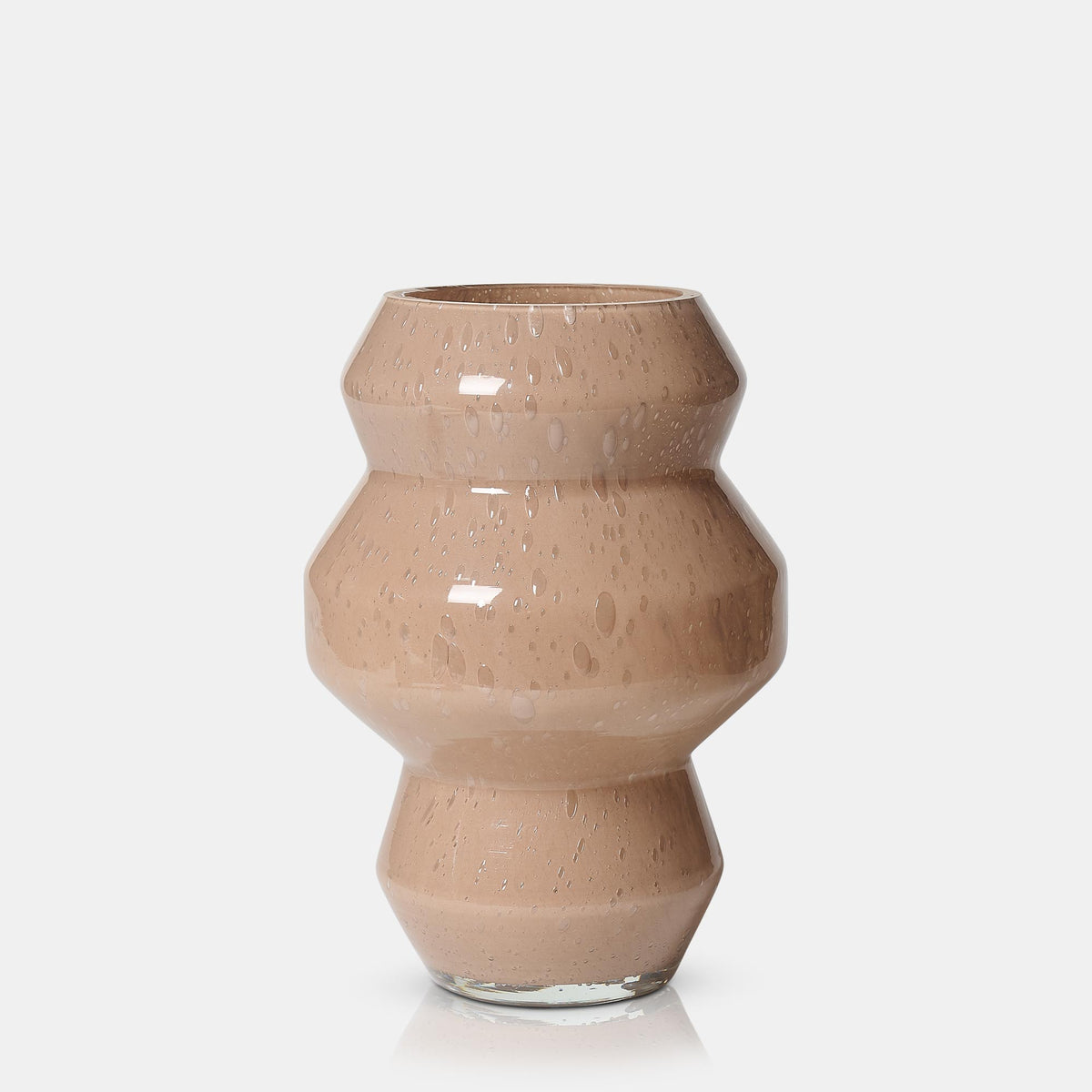 Beige glass vase on a white background