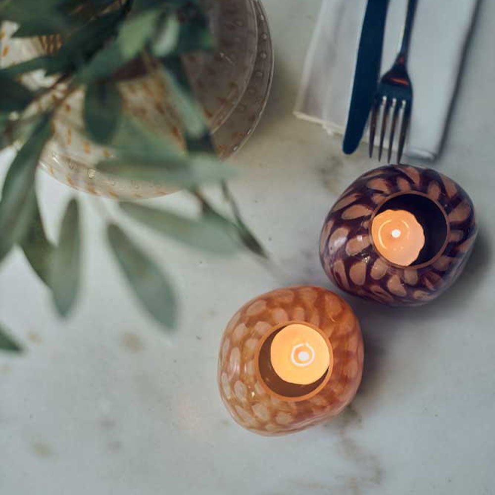 Nila Glass Candle Holder - Wine