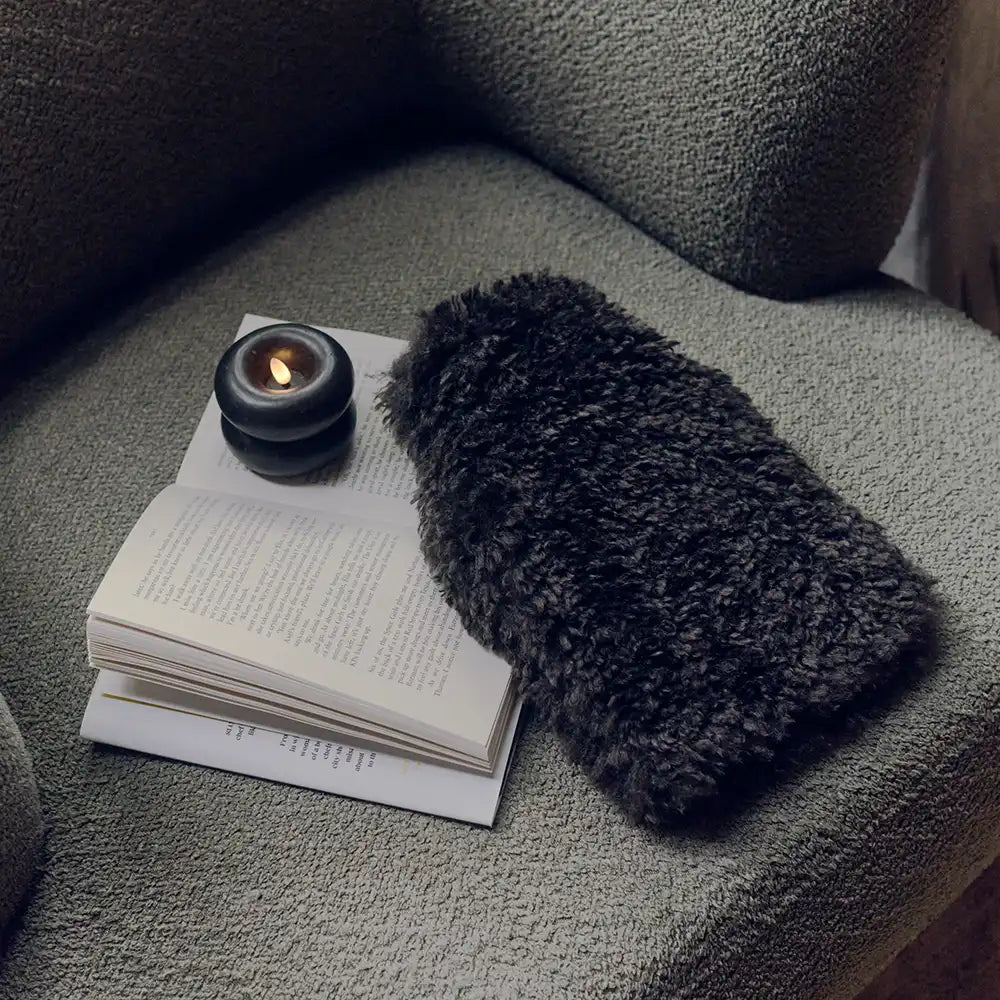 Faux Fur Hot Water Bottle, Mocha