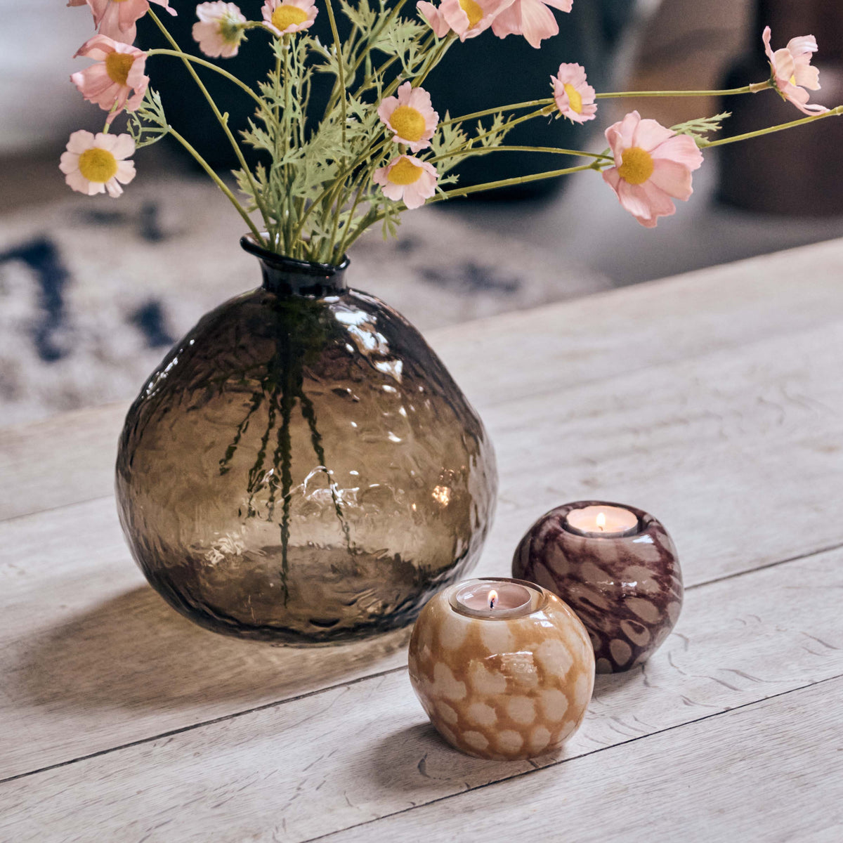 Nila Glass Candle Holder - Honey