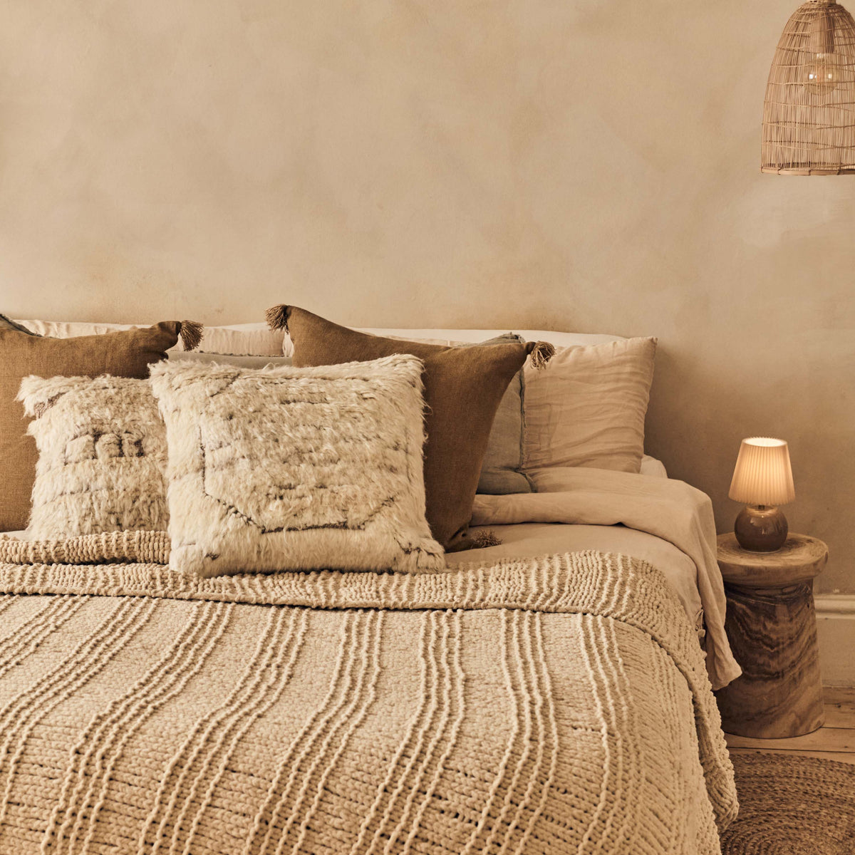 Thornton Knitted Throw, Cream